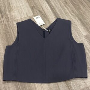 COS grey-blue cropped vest top